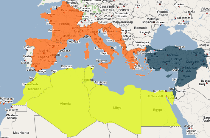 закрашенные страны на карте гугл